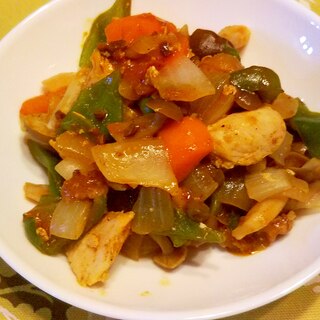 鶏むね肉・野菜のドライカレー炒め